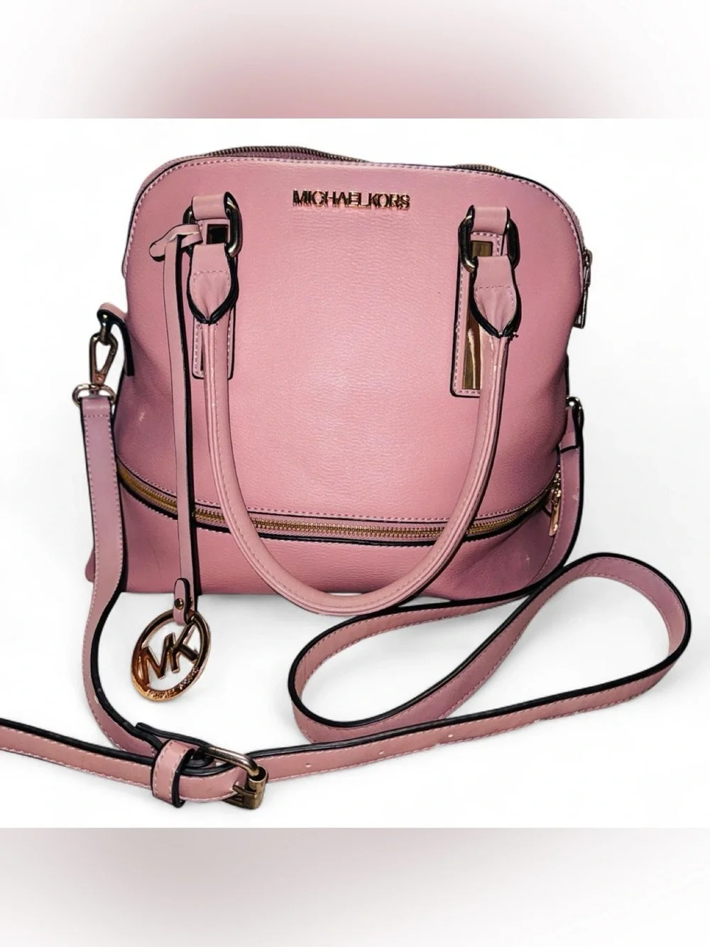 Michael Kors Blush Pink Dome Satchel with Gold Hardware